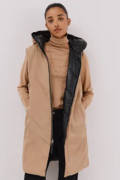 Cortefiel Coletes|Casacos-Colete comprido reversível Preto