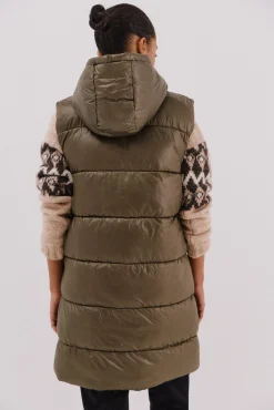 Cortefiel Coletes|Casacos-Colete comprido reversível Verde