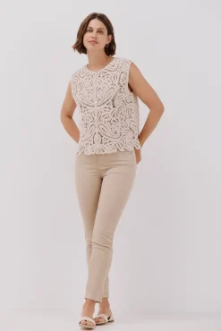 Cortefiel Coletes|Camisolas-Colete de crochet Ecru