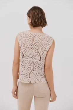 Cortefiel Coletes|Camisolas-Colete de crochet Ecru
