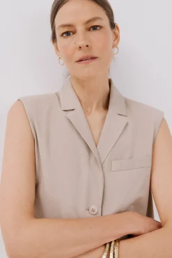 Cortefiel Coletes-Colete de gola lapela Castanho