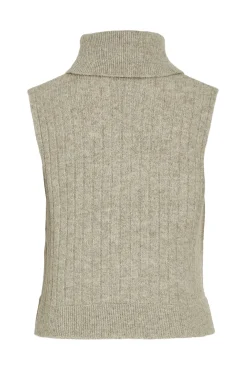 Vila Coletes-Colete de gola malha Tostado