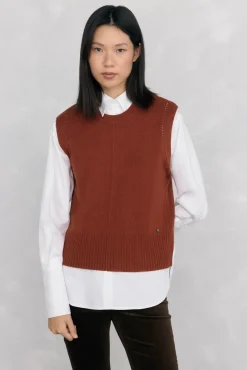 Pedro del Hierro Camisolas-Colete de lã tricotado malha Marrom