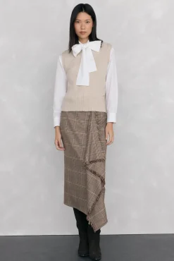 Pedro del Hierro Camisolas-Colete de lã tricotado malha Beige