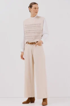 Cortefiel Coletes-Colete de malha Ecru