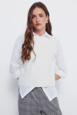 Springfield Camisolas-Colete de malha com tranças bege