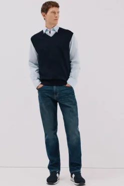 Cortefiel Coletes-Colete de malha de algodão Azul