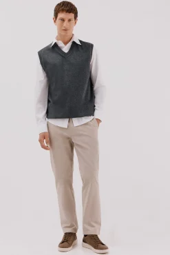 Cortefiel Coletes-Colete de malha de algodão Cinzento