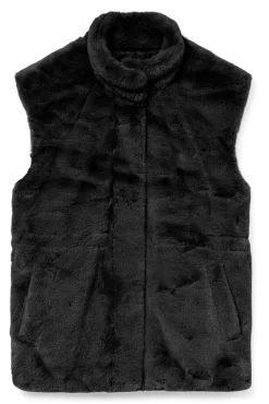 Vero Moda Coletes|Sobretudos-Colete de pele de gola alta Preto