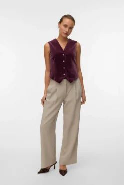 Vero Moda Coletes|Sobretudos-Colete de veludo Roxo