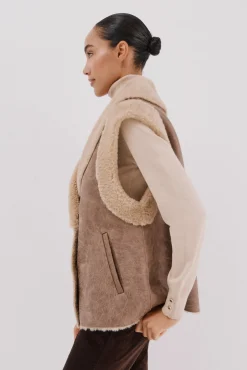 Cortefiel Coletes-Colete efeito dupla face Castanho