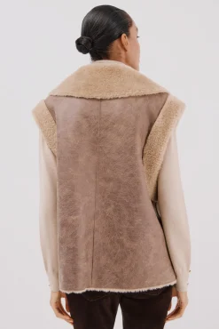 Cortefiel Coletes-Colete efeito dupla face Castanho