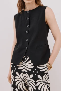 Cortefiel Coletes-Colete gola redonda Preto