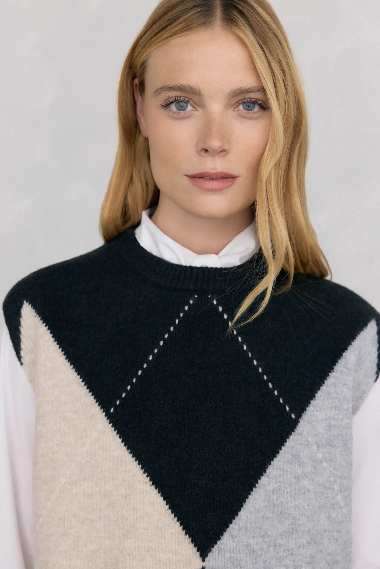 Pedro del Hierro Camisolas-Colete jacquard diamante Cizento