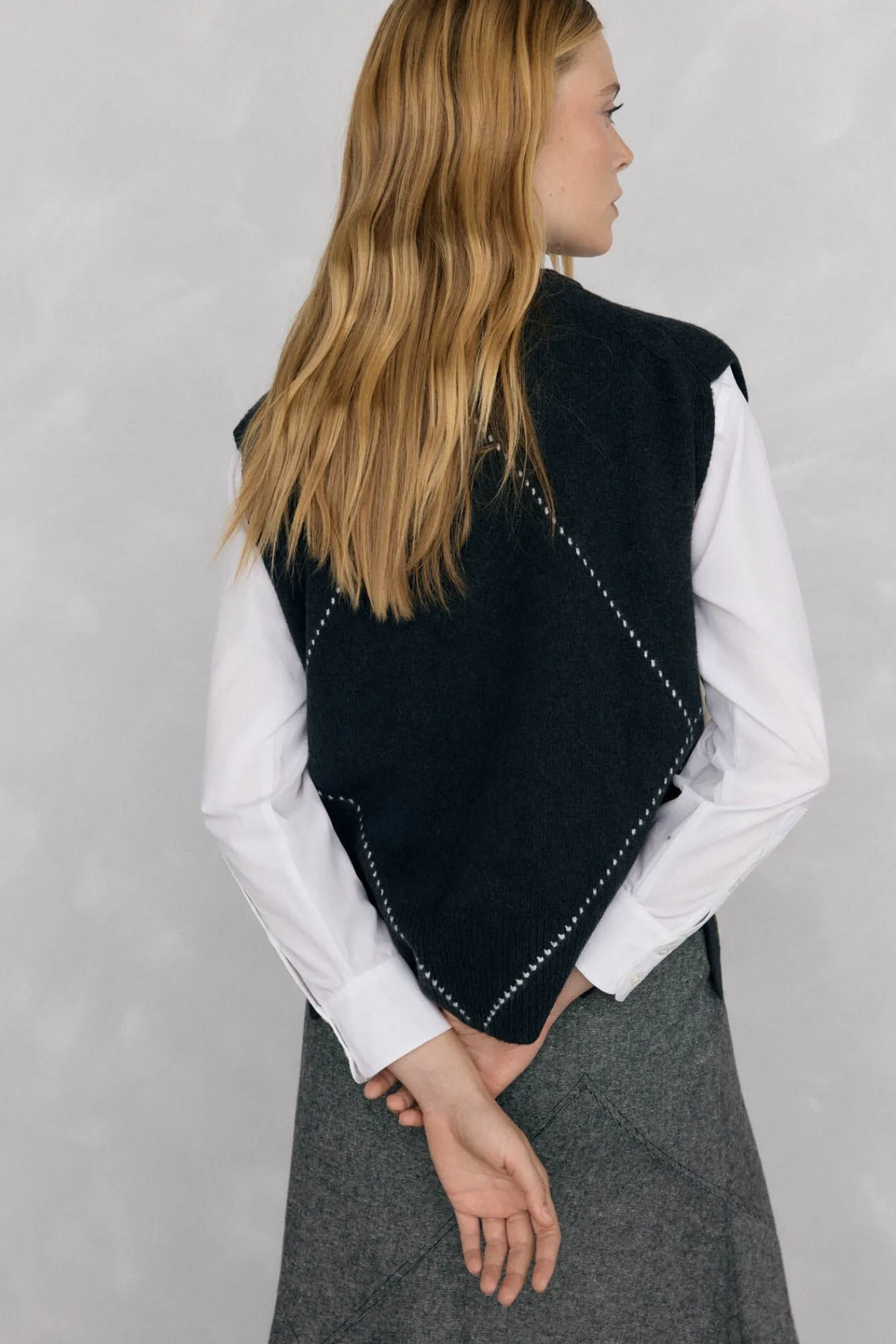 Pedro del Hierro Camisolas-Colete jacquard diamante Cizento