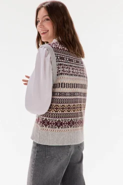 TFP by Tamara Falcó Coletes-Colete jacquard geométrico Bordeaux