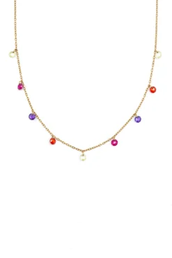 Singularu Joalharia E Bijuteria-Color Bits Gold Plated Steel Necklace estampado