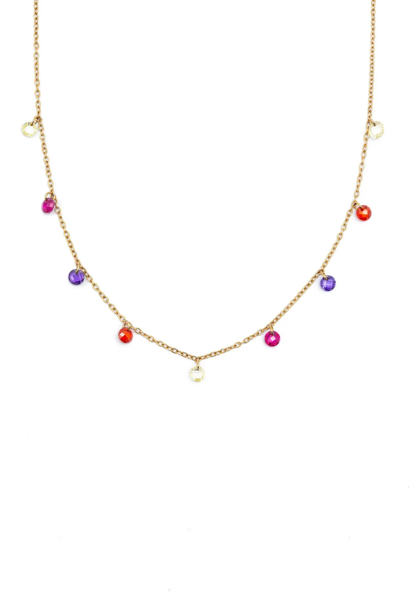 Singularu Joalharia E Bijuteria-Color Bits Gold Plated Steel Necklace estampado