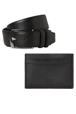 Jack & Jones Cintos-Conjunto de cinto e porta-cartões preto
