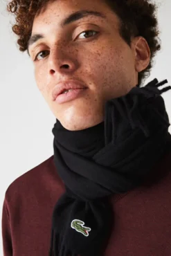 Lacoste Cachecóis-Conjunto de lenço em cashmere e lã de feltro unissexo Preto