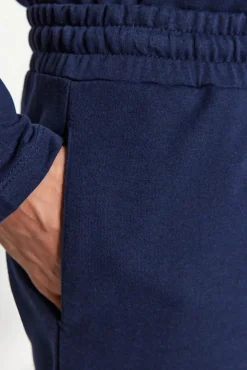 Trendyol Pijamas-Conjunto de pijama marinho com corte regular e etiqueta detalhada azul