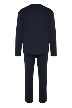 Trendyol Pijamas-Conjunto de pijama marinho estampado regular fit azul