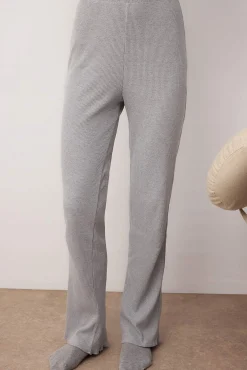Trendyol Pijamas-Conjunto de pijama cinza mesclado com meia carcela e babados cinzento