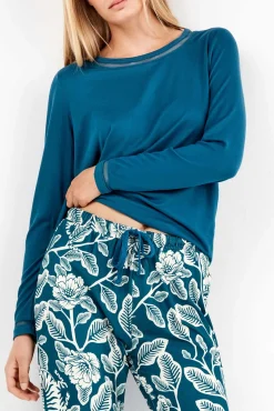 Gisela Pijamas-Conjunto de pijama com calça contrastantes estampado