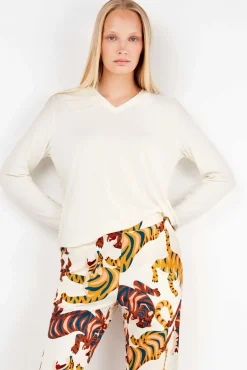 Gisela Pijamas-Conjunto de pijama com estampado de tigre bege