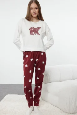 Trendyol Pijamas-Conjunto de pijama com de estrela vermelha estampado