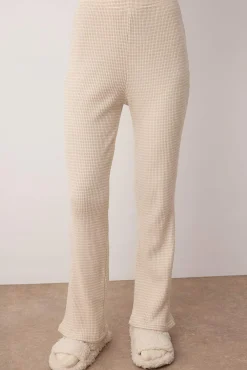 Trendyol Pijamas-Conjunto de pijama comprido de malha malha com cardigan riscas bege