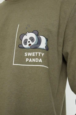 Trendyol Pijamas-Conjunto de pijama cáqui estampado de corte regular bege