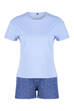 Trendyol Pijamas-Conjunto de pijama curto estampado com estrelas azuis azul