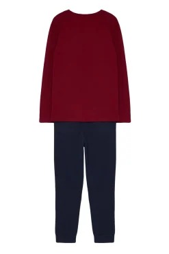 Trendyol Pijamas-Conjunto de pijama de corte regular vermelho bordô estampado