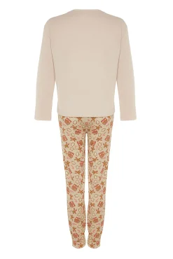 Trendyol Pijamas-Conjunto de pijama de gengibre cru de Natal estampado