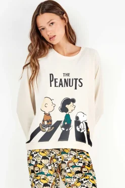 Gisela Pijamas-Conjunto de pijama de malha interlock Peanuts bege