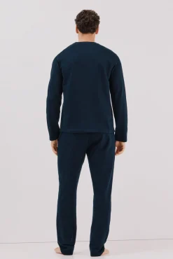 Cortefiel Pijamas-Conjunto de pijama de malha polar Azul