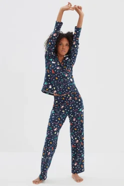 Trendyol Pijamas-Conjunto de pijama de Natal marinho azul