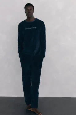 Pedro del Hierro Pijamas-Conjunto de pijama de veludo Azul