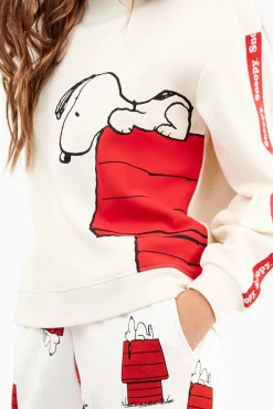 Gisela Pijamas-Conjunto de pijama elástica extramacia da casa Snoopy bege