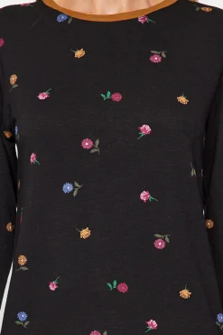 Trendyol Pijamas-Conjunto de pijama jogger com estampado floral preto