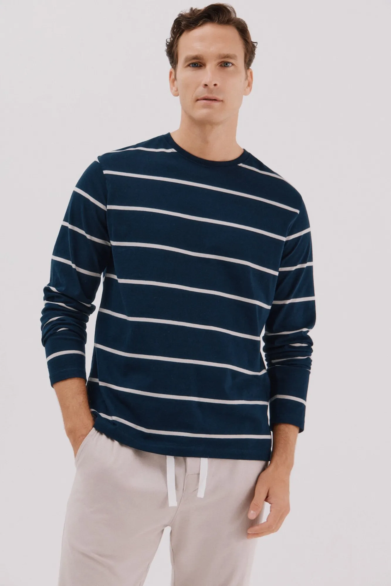 Cortefiel Pijamas-Conjunto de pijama malha Azul