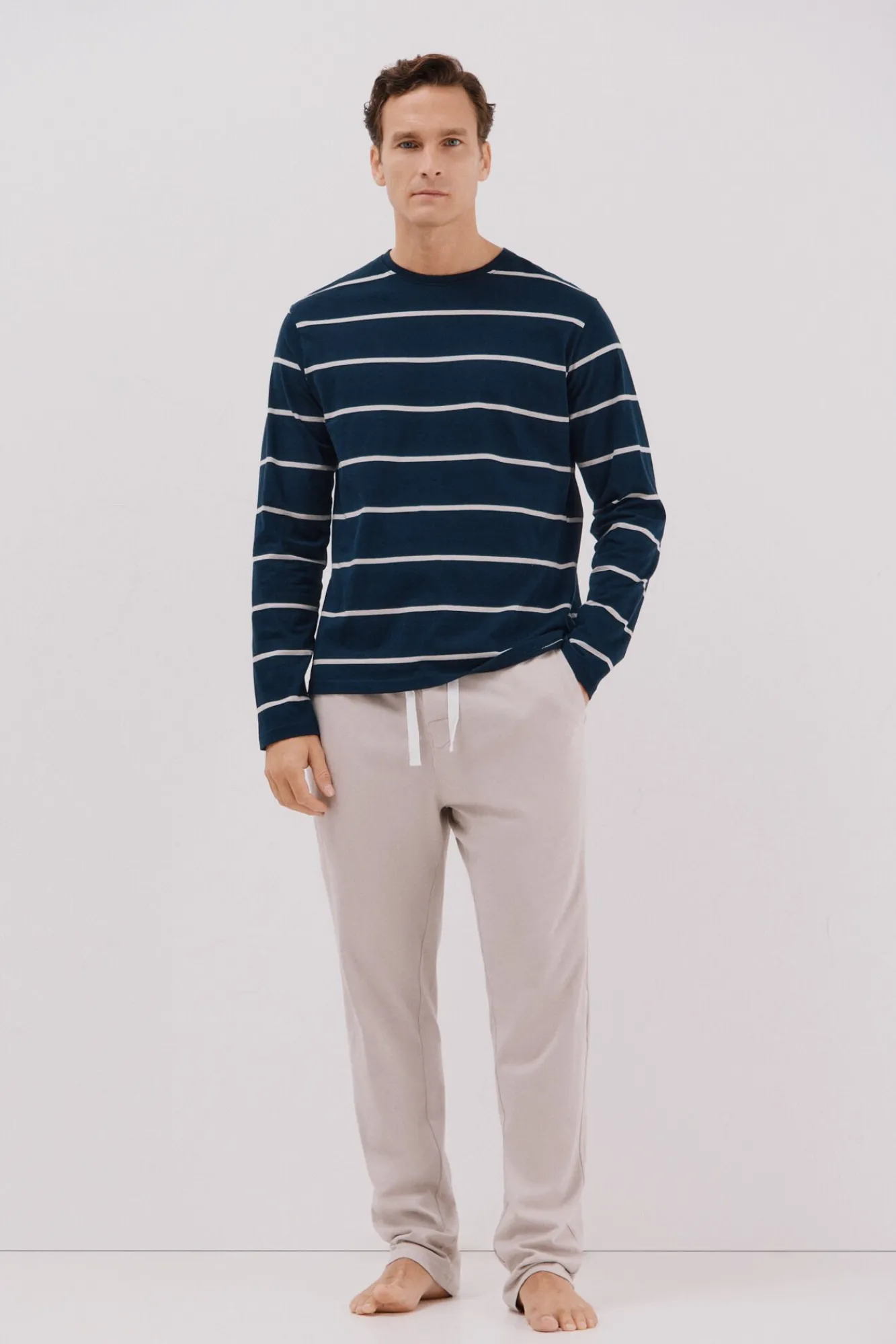 Cortefiel Pijamas-Conjunto de pijama malha Azul