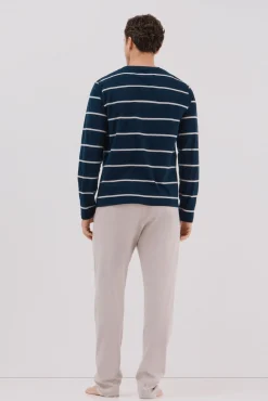 Cortefiel Pijamas-Conjunto de pijama malha Azul