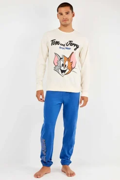 Gisela Pijamas-Conjunto de pijama malha Tom & Jerry bege