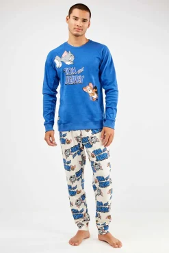Gisela Pijamas-Conjunto de pijama malha Tom & Jerry azul