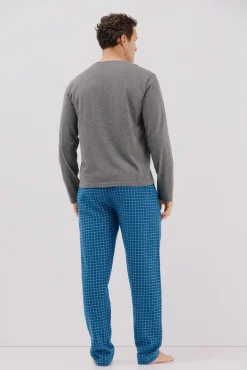 Cortefiel Pijamas-Conjunto de pijama malha e tecido Cinzento