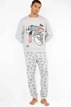 Gisela Pijamas-Conjunto de pijama malha Tom & Jerry cinzento