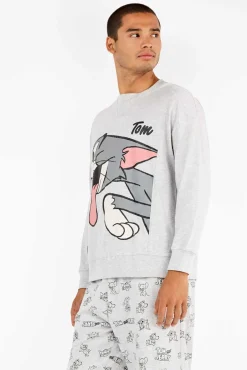 Gisela Pijamas-Conjunto de pijama malha Tom & Jerry cinzento