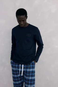 Pedro del Hierro Pijamas-Conjunto de pijama malha e tecido Azul